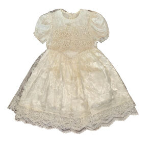 Girls Vintage Jessica McClintock Ivory Lace Formal Dress Size 5 Baptism wedding